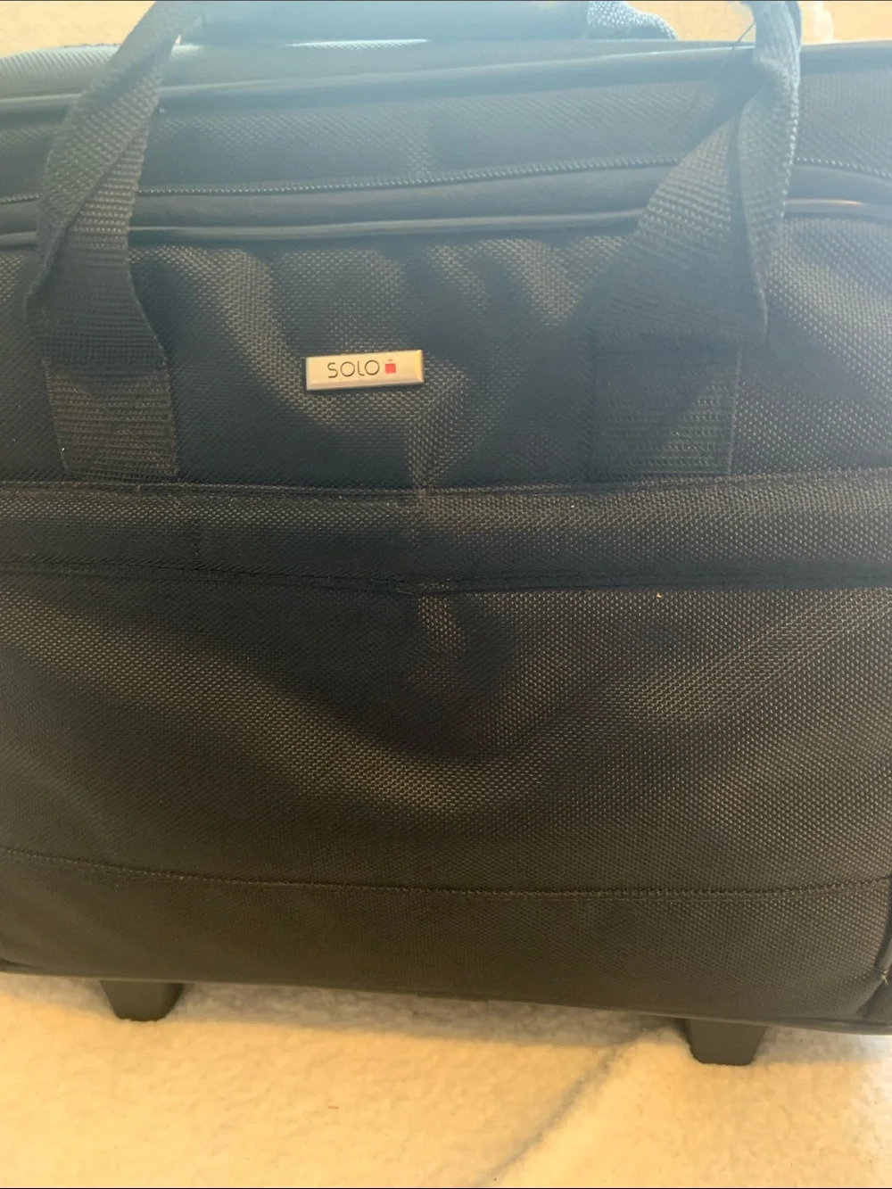 solo Black Rolling Laptop Briefcase with Front Organizer